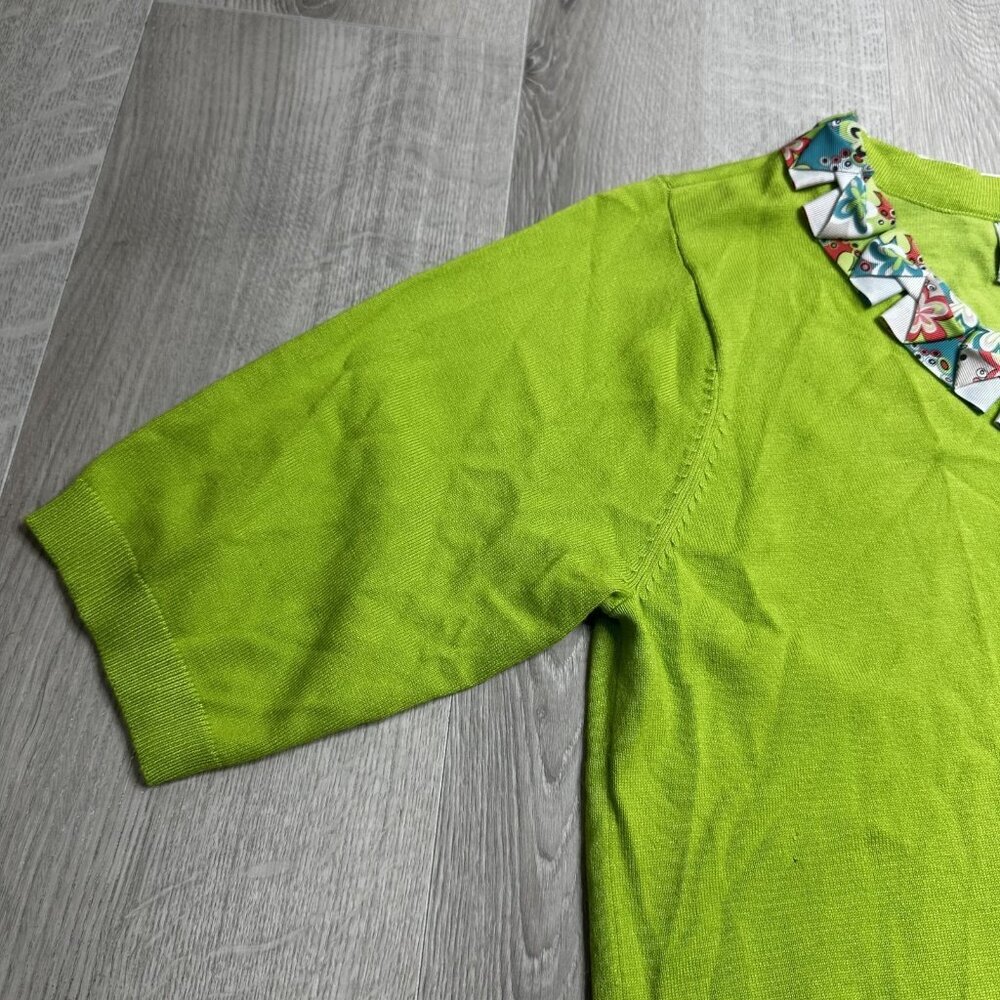 Design‎ Options Philip Jane Gordon Sweater Medium Floral Collar Short Sleeve - Picture 2 of 10